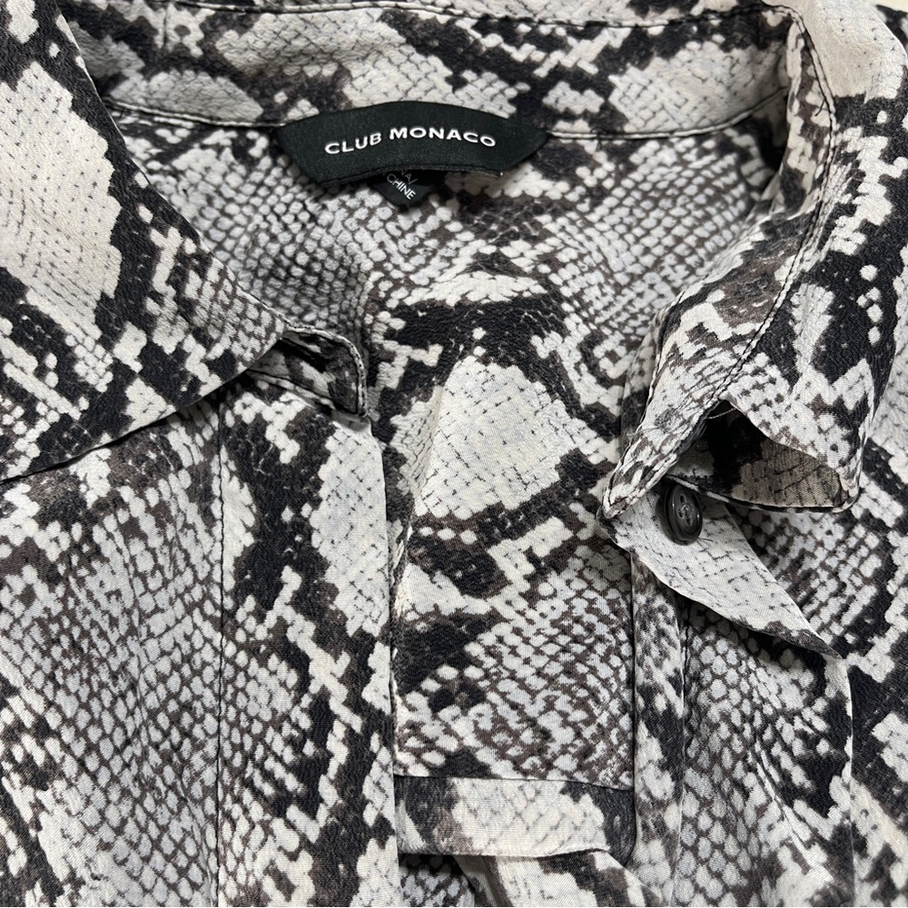 Club Monaco Monochrome Snake Print Silk Dress